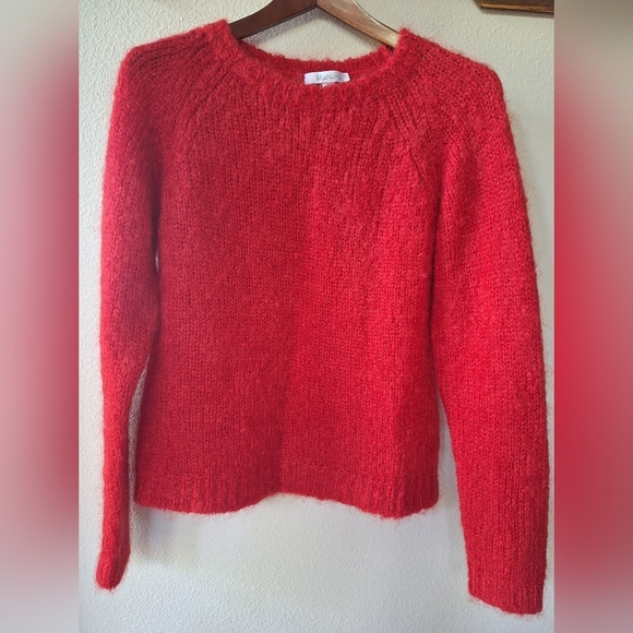 MaxMara Sweaters - Max Mara Womens Red Mohair Wool Blend Crew Neck Sweater Size S